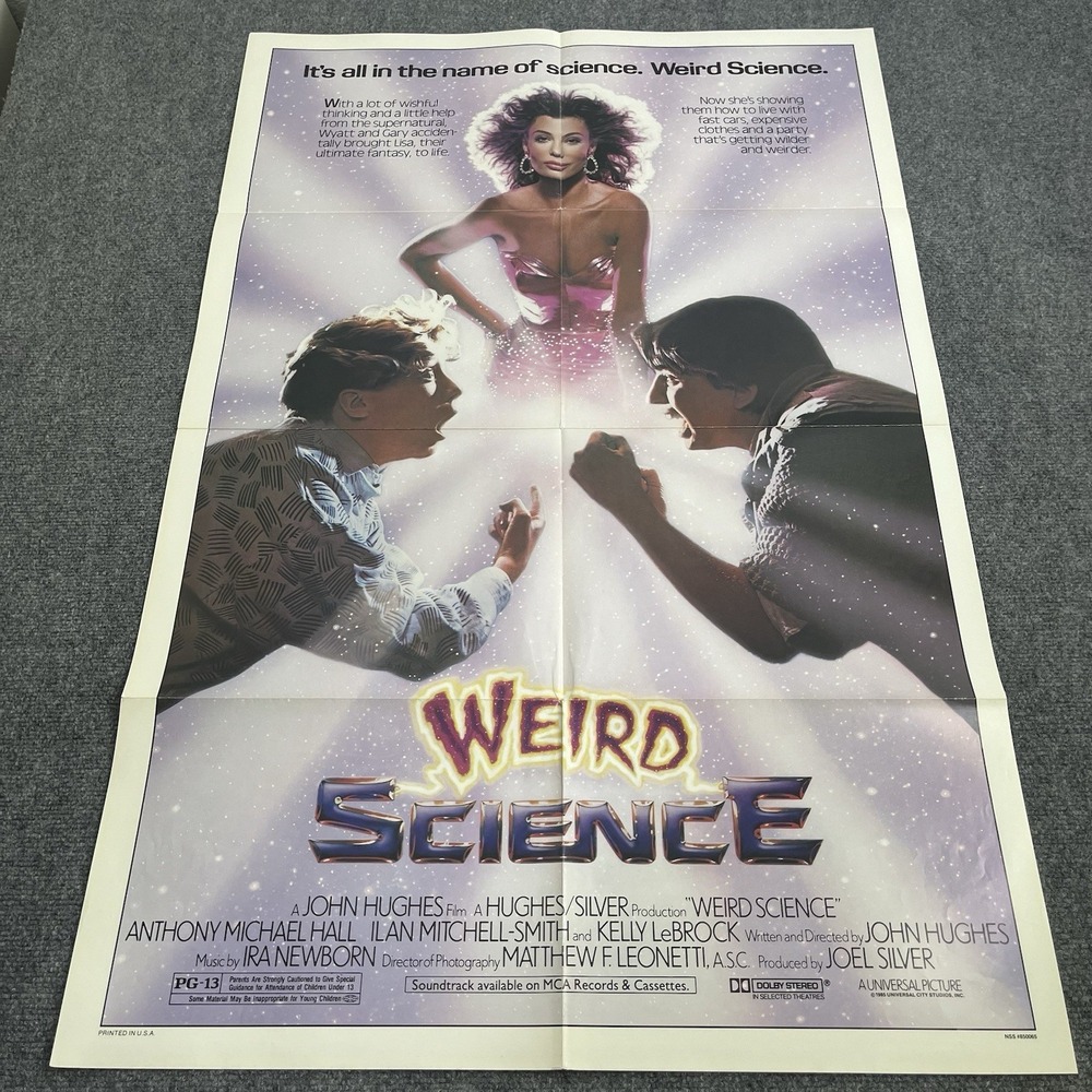 VTG 1985 WEIRD SCIENCE Movie Poster 27x41 Folded NSS John Hughes Kelly LeBrock